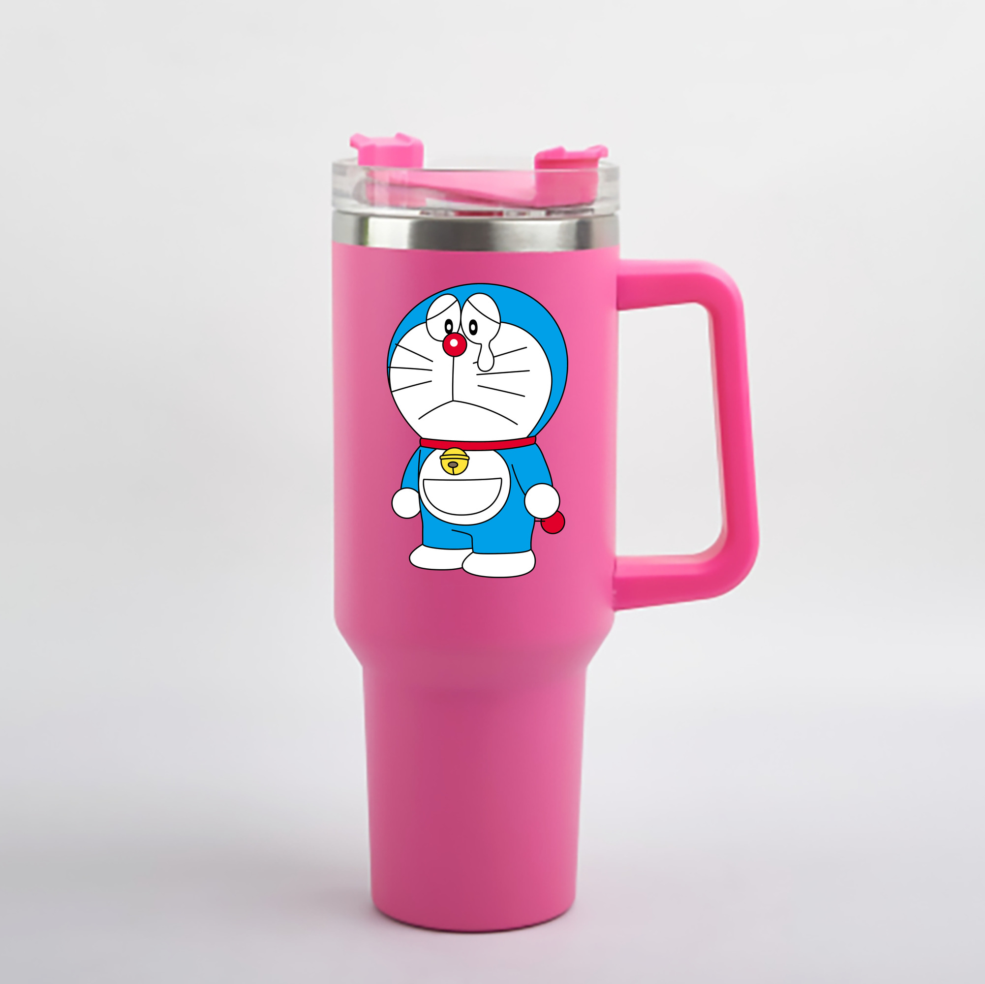 （画像用） ドラえもん Doraemon 1200mL車用タンブラー - クリスタルステッカー（プラスチックストロー付き）
